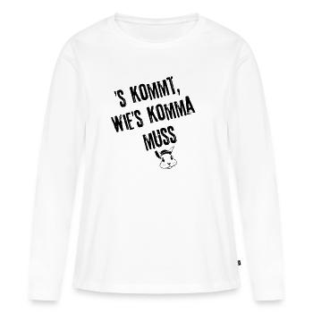 Komma wie´s kommt | Redewendung - Frauen Premium Bio Langarmshirt - Weiß - Vorne - Julia (174cm)