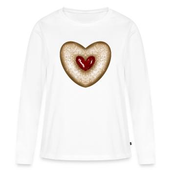 Biscuits de Noël, biscuit, cœur de confiture - T-shirt manches longues Premium bio Femme - blanc - Devant - Julia (174cm)