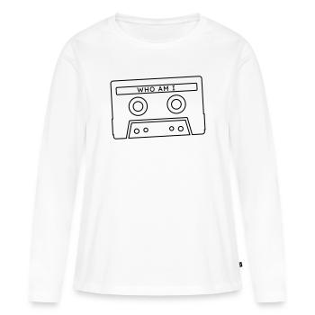 Cassette audio rétro - T-shirt manches longues Premium bio Femme - blanc - Devant - Julia (174cm)