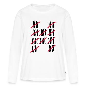 Anniversaire 50 années - T-shirt manches longues Premium bio Femme - blanc - Devant - Julia (174cm)