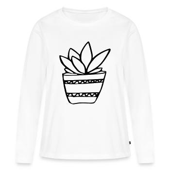 Plante - T-shirt manches longues Premium bio Femme - blanc - Devant - Julia (174cm)