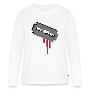 Razor blade with heart and blood - Women's Premium Organic Long Sleeve Shirt - white - Front - Julia (174cm)