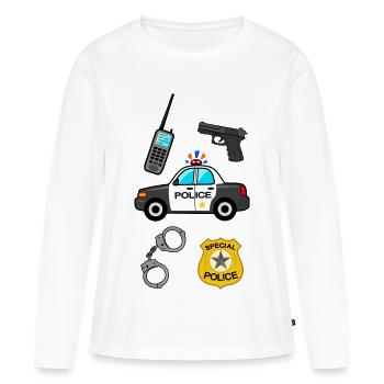 Police, police, flic, voiture de police de flic, officier - T-shirt manches longues Premium bio Femme - blanc - Devant - Julia (174cm)