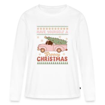 Hässlicher Weihnachtspullover - Frauen Premium Bio Langarmshirt - Weiß - Vorne - Julia (174cm)