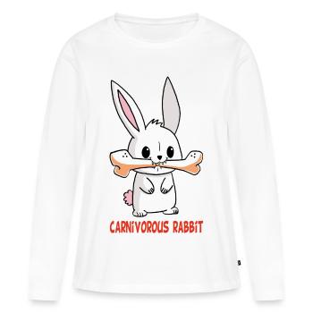 Fleischfressendes weißes Kaninchen - Frauen Premium Bio Langarmshirt - Weiß - Vorne - Julia (174cm)