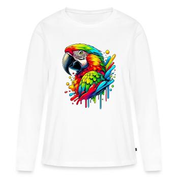 Perroquet - T-shirt manches longues Premium bio Femme - blanc - Devant - Julia (174cm)