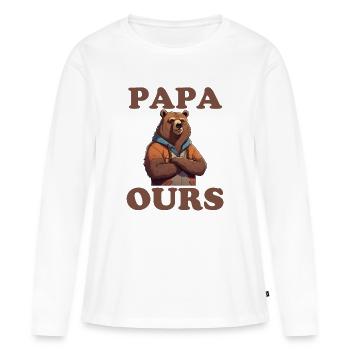 Papa Ours grognon fête des pères - T-shirt manches longues Premium bio Femme - blanc - Devant - Julia (174cm)