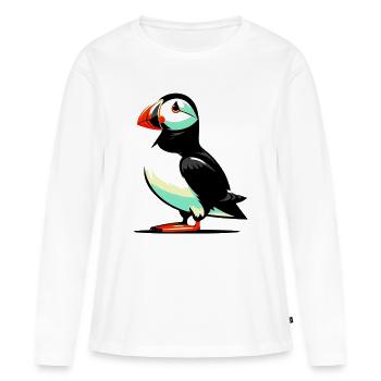 Macareux - T-shirt manches longues Premium bio Femme - blanc - Devant - Julia (174cm)