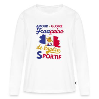 amour gloire française de l apéro sportif - T-shirt manches longues Premium bio Femme - blanc - Devant - Julia (174cm)