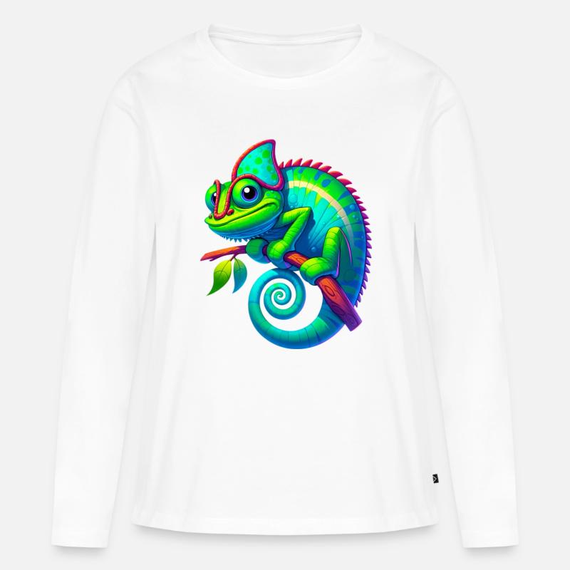 Chamäleon - Frauen Premium Bio Langarmshirt - Weiß