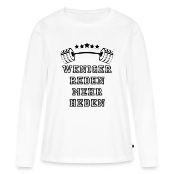 GYMNASE : Force et concentration - T-shirt manches longues Premium bio Femme - blanc - Devant - Julia (174cm)