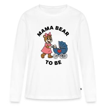 Mama Bear To Be – Stroller Ribbon Tee - Women's Premium Organic Long Sleeve Shirt - white - Front - Julia (174cm)