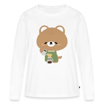 Verse du café Bear Barista - T-shirt manches longues Premium bio Femme - blanc - Devant - Julia (174cm)