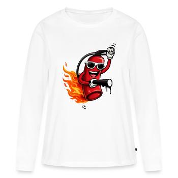Un extincteur cool avec des flammes - T-shirt manches longues Premium bio Femme - blanc - Devant - Julia (174cm)