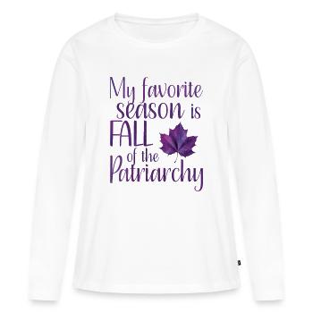 Ma saison préférée est Fall of the Patriarchy Purple - T-shirt manches longues Premium bio Femme - blanc - Devant - Julia (174cm)