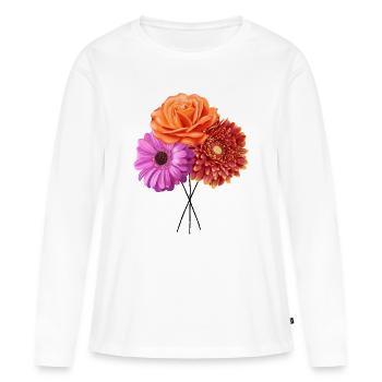 Mélodie de couleur du Trio en Fleurs - T-shirt manches longues Premium bio Femme - blanc - Devant - Julia (174cm)