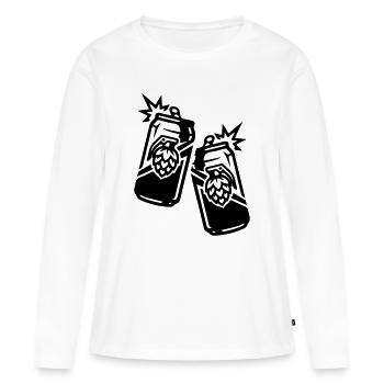 Bierdose Hopfen Dose Bier - Frauen Premium Bio Langarmshirt - Weiß - Vorne - Julia (174cm)