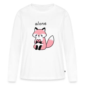 Renard solitaire au cœur brisé - T-shirt manches longues Premium bio Femme - blanc - Devant - Julia (174cm)