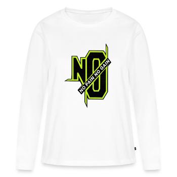 Neon No Pain No Gain Logo - T-shirt manches longues Premium bio Femme - blanc - Devant - Julia (174cm)