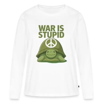 La guerre est stupide Tortue, signe de paix anti-guerre - T-shirt manches longues Premium bio Femme - blanc - Devant - Julia (174cm)