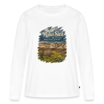 Mako Sica Badlands Vintage - T-shirt manches longues Premium bio Femme - blanc - Devant - Julia (174cm)