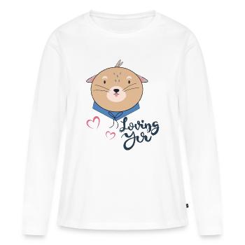 Nounours - T-shirt manches longues Premium bio Femme - blanc - Devant - Julia (174cm)
