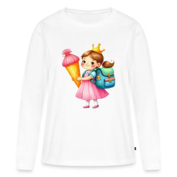Little Princess with Crown & School Cone – School - Women's Premium Organic Long Sleeve Shirt - white - Front - Julia (174cm)