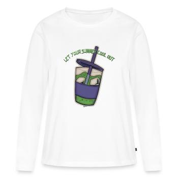 Sommerkühl-Drink Sticker - Frauen Premium Bio Langarmshirt - Weiß - Vorne - Julia (174cm)