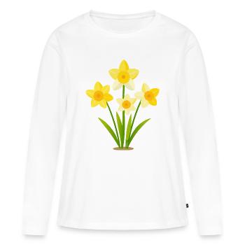 Narzissen - Frauen Premium Bio Langarmshirt - Weiß - Vorne - Julia (174cm)