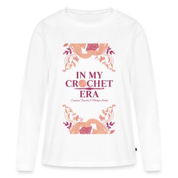 À l’époque du crochet, fils créatifs Modern Hooks - T-shirt manches longues Premium bio Femme - blanc - Devant - Julia (174cm)