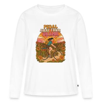 Pedal Away From Drama Retro Cycling - Women's Premium Organic Long Sleeve Shirt - white - Front - Julia (174cm)