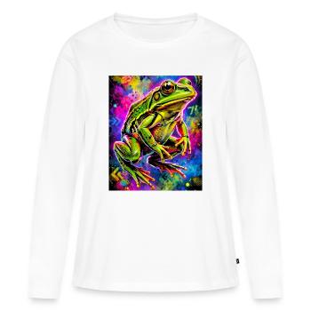 Frosch - Frauen Premium Bio Langarmshirt - Weiß - Vorne - Julia (174cm)