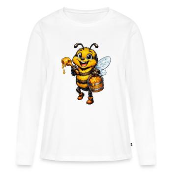 abeille heureuse - T-shirt manches longues Premium bio Femme - blanc - Devant - Julia (174cm)