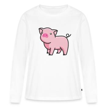 Porc doux - T-shirt manches longues Premium bio Femme - blanc - Devant - Julia (174cm)