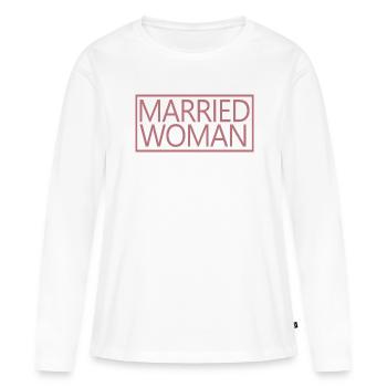 Femme mariée pour la tenue de mariage de douche nuptiale - T-shirt manches longues Premium bio Femme - blanc - Devant - Julia (174cm)