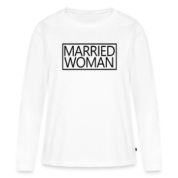 Femme mariée pour la tenue de mariage de douche nuptiale - T-shirt manches longues Premium bio Femme - blanc - Devant - Julia (174cm)