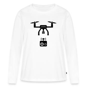 drone - T-shirt manches longues Premium bio Femme - blanc - Devant - Julia (174cm)