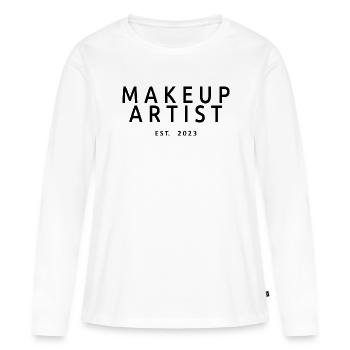 Maquilleuse 2023 Est. 2023 Esthéticienne diplômée - T-shirt manches longues Premium bio Femme - blanc - Devant - Julia (174cm)
