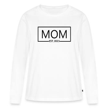 2023, Maman en devenir, annonce de grossesse - T-shirt manches longues Premium bio Femme - blanc - Devant - Julia (174cm)