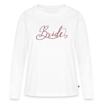Bride Matching Couple Engagement Wedding Honeymoon - Women's Premium Organic Long Sleeve Shirt - white - Front - Julia (174cm)