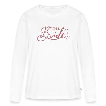 Équipe mariée, Enterrement de vie de jeune fille - T-shirt manches longues Premium bio Femme - blanc - Devant - Julia (174cm)