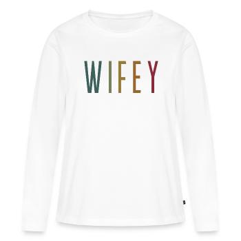 Retro Wifey Matching Paar Hochzeitsfeier Ehe - Frauen Premium Bio Langarmshirt - Weiß - Vorne - Julia (174cm)