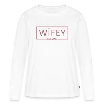 2023 Verlobung Brautdusche Hochzeit - Frauen Premium Bio Langarmshirt - Weiß - Vorne - Julia (174cm)