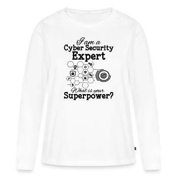 Expert en cybersécurité - T-shirt manches longues Premium bio Femme - blanc - Devant - Julia (174cm)