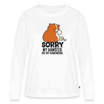 Mon hamster a mangé l’exercice de la maison - T-shirt manches longues Premium bio Femme - blanc - Devant - Julia (174cm)
