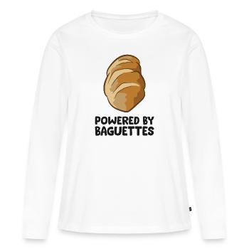 Propulsé par Baguettes Love Baguettes - T-shirt manches longues Premium bio Femme - blanc - Devant - Julia (174cm)