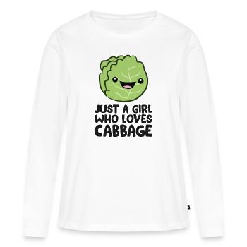 Nur ein Mädchen, das den Kohl liebt - Frauen Premium Bio Langarmshirt - Weiß - Vorne - Julia (174cm)