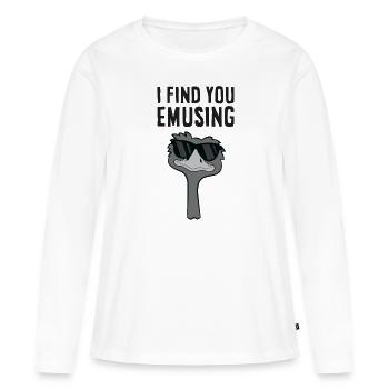 Je te trouve drôle Emu - T-shirt manches longues Premium bio Femme - blanc - Devant - Julia (174cm)