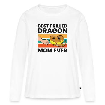 Lézard Dragon Curled Mama Meilleur - T-shirt manches longues Premium bio Femme - blanc - Devant - Julia (174cm)