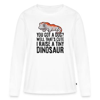 Avez-vous un chien? Je tire un minuscule - T-shirt manches longues Premium bio Femme - blanc - Devant - Julia (174cm)